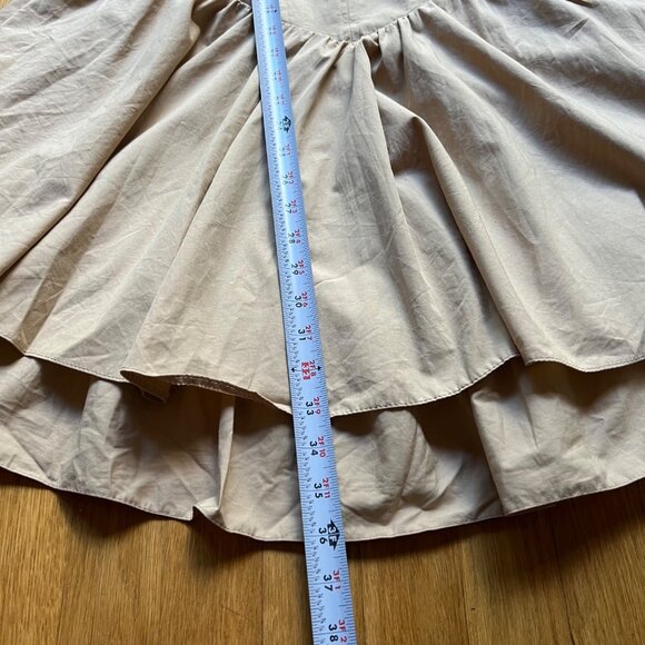 Asos Luxe Size 14 NEW Beige Cotton One Shoulder Dress w Corset Detail & Ruffles - Picture 15 of 16